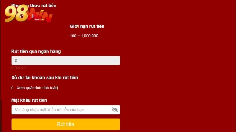 Giới hạn số tiền rút được quy định chi tiết